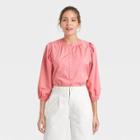 Women's Puff 3/4 Sleeve Blouse - A New Day Pink