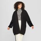 Women's Plus Size Long Faux Fur Blocked Sleeve Cardigan - Who What Wear Black