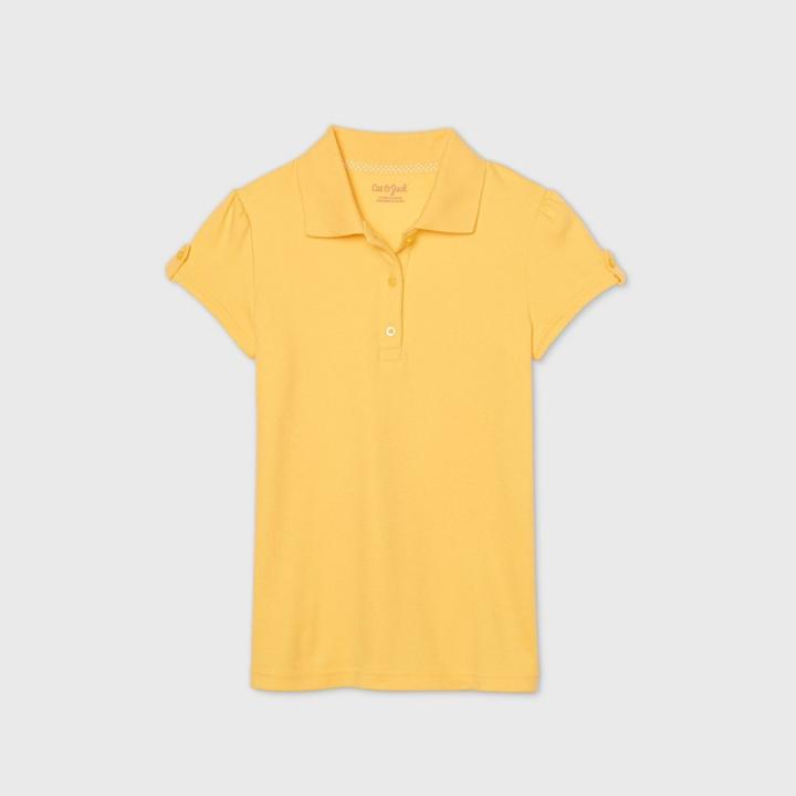 Petitegirls' Short Sleeve Interlock Uniform Polo Shirt - Cat & Jack Yellow
