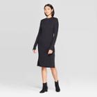 Women's Long Sleeve Crewneck Essential Knit Midi Dress - Prologue Black M, Women's,