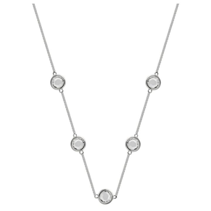 Distributed By Target Station Necklace In Silver Plate With 5 Bezel Set Crystals From Swarovski - Clear/gray