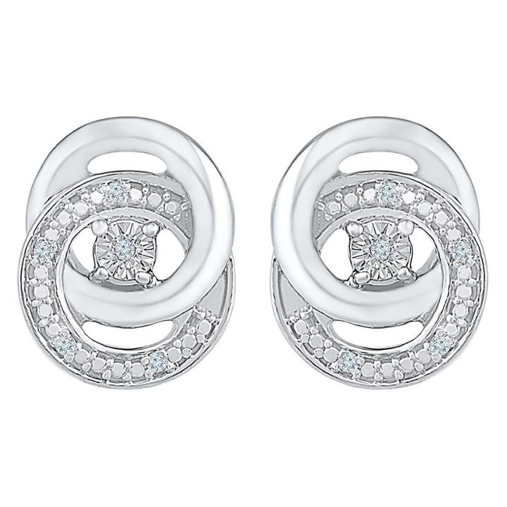 Target Diamond Accent Round White Diamond Double Circle Earrings In Sterling Silver (i-j,i2-i3), Girl's