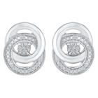 Target Diamond Accent Round White Diamond Double Circle Earrings In Sterling Silver (i-j,i2-i3), Girl's