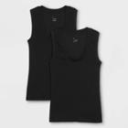 Women's Slim Fit 2pk Bundle Tank Top - A New Day Black/black