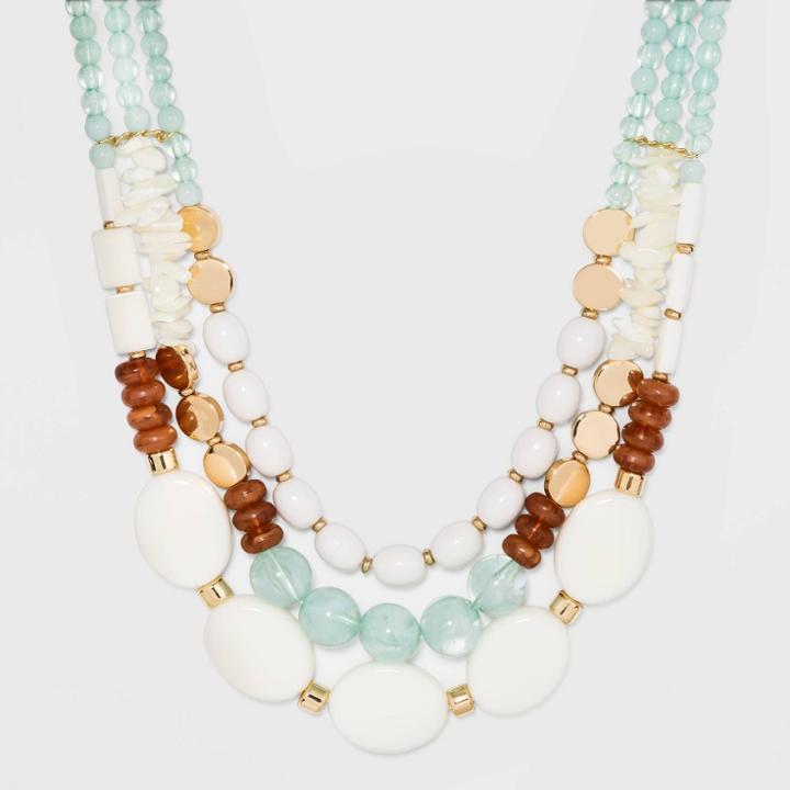 Three Row Beaded Necklace - A New Day , Women's, Gold