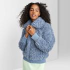 Women's Long Sleeve Zip-up Sherpa Jacket - Wild Fable Blue M,