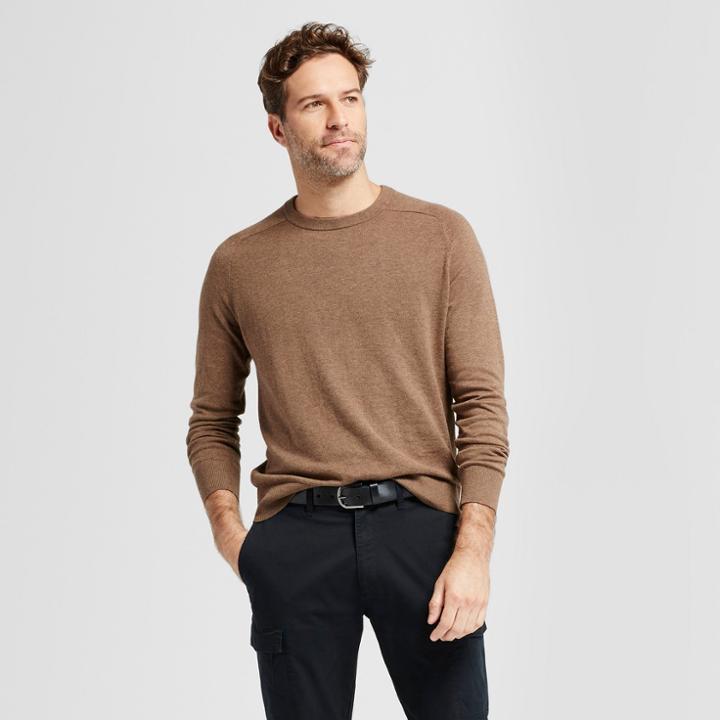 Men's Crew Neck Sweater - Goodfellow & Co Tan