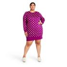 Women's Plus Size Polka Dot Long Sleeve Tunic Dress - Victor Glemaud X Target Purple