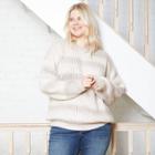 Women's Plus Size Crewneck Spacedye Pullover Sweater - Universal Thread Gray