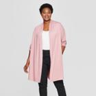 Women's Plus Size Long Sleeve Open Layering Cardigan - Ava & Viv Mauve (pink)