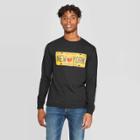 Men's Long Sleeve Crewneck License Plate Graphic T-shirt - Modern Lux Black
