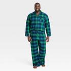 Men's Big & Tall Holiday Tartan Plaid Flannel Matching Family Pajama Set - Wondershop Blue