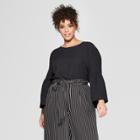 Women's Plus Size Long Lampshade Sleeve Top - Who What Wear Black