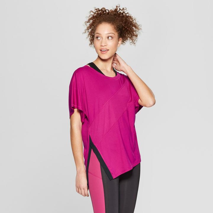 Women's Asymmetrical Short Sleeve Top - C9 Champion Magenta Zeal