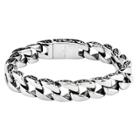 Men's Crucible Stainless Steel Antiqued Vine Curb Chain Link Bracelet (11mm) - Silver (8.5),