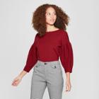Women's Blouson Sleeve Pullover Sweater - A New Day Dark Red