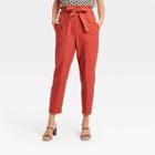 Women's Ankle Length Paperbag Trousers - Who What Wear Red