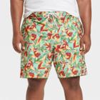 Men's Big & Tall 9 Leaf Print E-board Swim Shorts - Goodfellow & Co Green/red