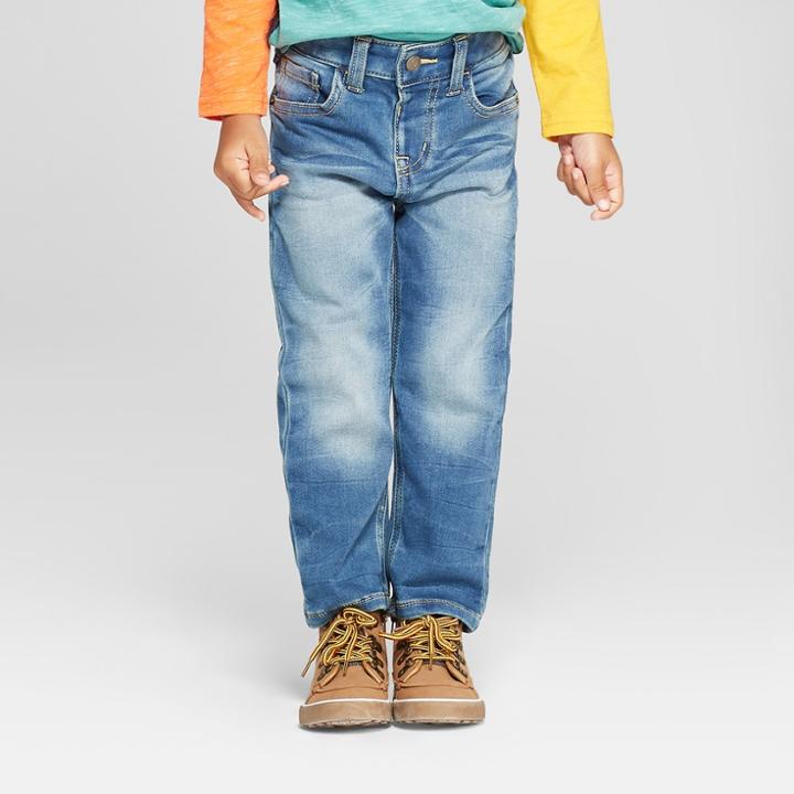 Toddler Boys' Straight Denim - Cat & Jack Medium Vintage Wash 18m, Boy's, Blue