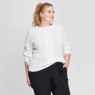 Plus Size Women's Plus Long Sleeve Placed Cable Pullover Sweater - Ava & Viv Cream (ivory)