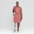 Women's Plus Size Short Sleeve Knit Dress - Ava & Viv Rose (pink)
