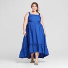 Women's Plus Size Sleeveless Ruffle Hem Maxi Tank Dress - Who What Wear Blue X