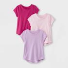 Toddler Girls' 3pk Short Sleeve T-shirt - Cat & Jack Bright Pink/light Pink/light Purple