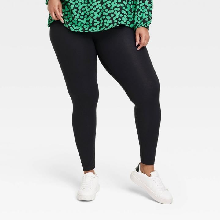 Women's High-waisted Slim Fit Leggings - Ava & Viv Black