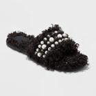 Women's Adrienne Slip-on Embellished Slide Slippers - A New Day Black