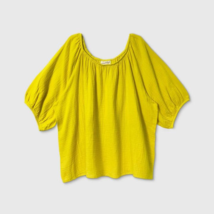 Women's Plus Size 3/4 Sleeve Top - Universal Thread Yellow 1x, Women's,