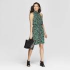Women's Floral Print Sleeveless Halter Neck Dress - A New Day Black/green