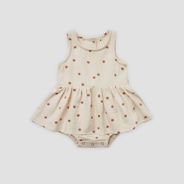 Q By Quincy Mae Baby Girls' Apples Gauze Bodysuit Dress - Off-white