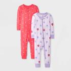 Baby Girls' 2pk Strawberry Dots Tight Fit Pajama Romper - Cat & Jack Purple