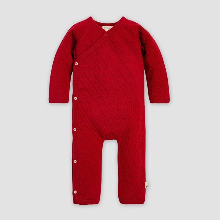 Burt's Bees Baby Baby Organic Cotton Quilted Bee Kimono Jumpsuit - Red 0-3m, Kids Unisex