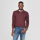 Men's Striped Standard Fit Long Sleeve Jersey Polo Shirt - Goodfellow & Co Berry Cobbler