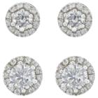 Distributed By Target Stud Earrings Sterling Cubic Zirconia Halo Studs - 2pk -