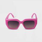Women's Plastic Angular Rectangle Sunglasses - A New Day Pink