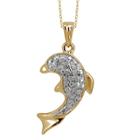 Target Women's Sterling Silver Accent Round-cut White Diamond Pave Set Fish Pendant - Yellow