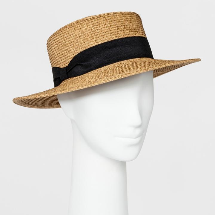 Women's Packable Boater Hat - A New Day Beige