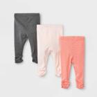 Baby Girls' 3pk Basic Pull-on Pants - Cloud Island Pink