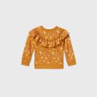 Toddler Girls' Printed Ruffle Sweatshirt - Art Class Gold