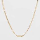 Gold Plated Figaro Bar Initial 'n' Chain Necklace - A New Day Gold