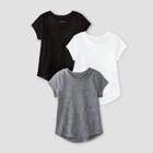 Toddler Girls' 3pk Short Sleeve T-shirt - Cat & Jack White/black/gray
