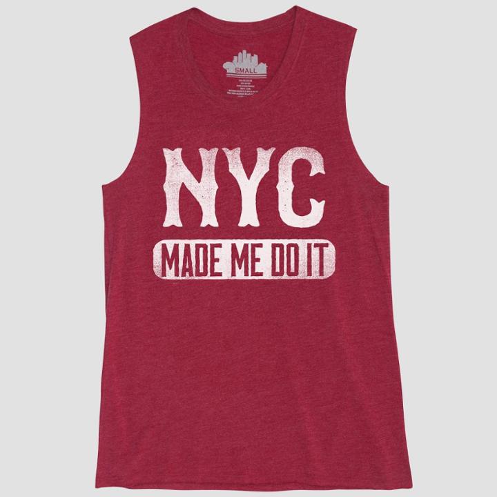 Women's Nyc Made Me Do It Graphic Tank Top - Awake Red