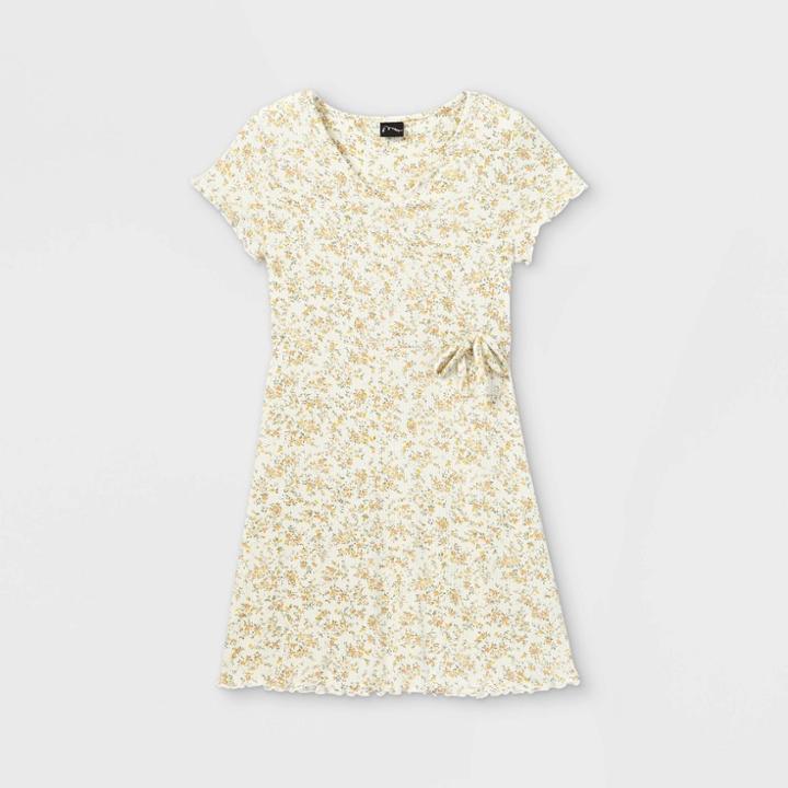 Girls' Short Sleeve Wrap Dress - Art Class Ivory