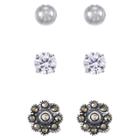 Target Marcasite 5mm Flower Stud Earrings +5mm Ball Earrings Set-sterling Silver, Girl's,