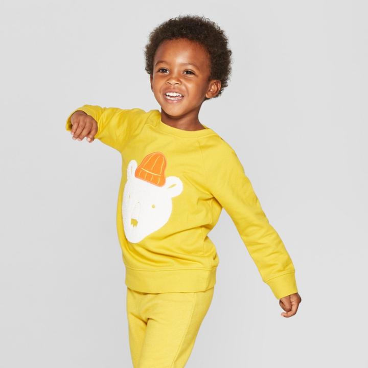 Toddler Boys' Embroidered Polar Bear Sweatshirt - Cat & Jack Yellow