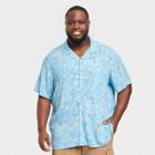Men's Big & Tall Short Sleeve Button-down Camp Shirt - Goodfellow & Co Turquoise Blue