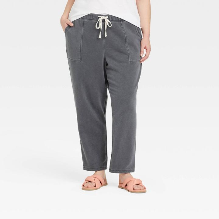 Women's Plus Size High-rise Fleece Jogger Pants - Universal Thread Dark Gray