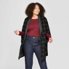 Women's Plus Size Plaid Knit Cape Scarf - A New Day Black,